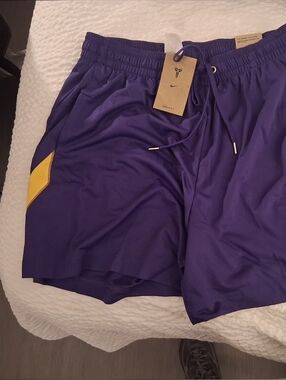 Nike Kobe Bryant Purple Athletic Shorts with Yellow Accent